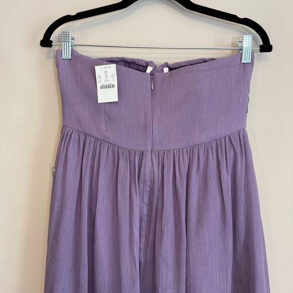 J.Crew Taryn Mini Dress 2 Purple Silk Strapless Chiffon Bridesmaid Cocktail NWT - Picture 4 of 10